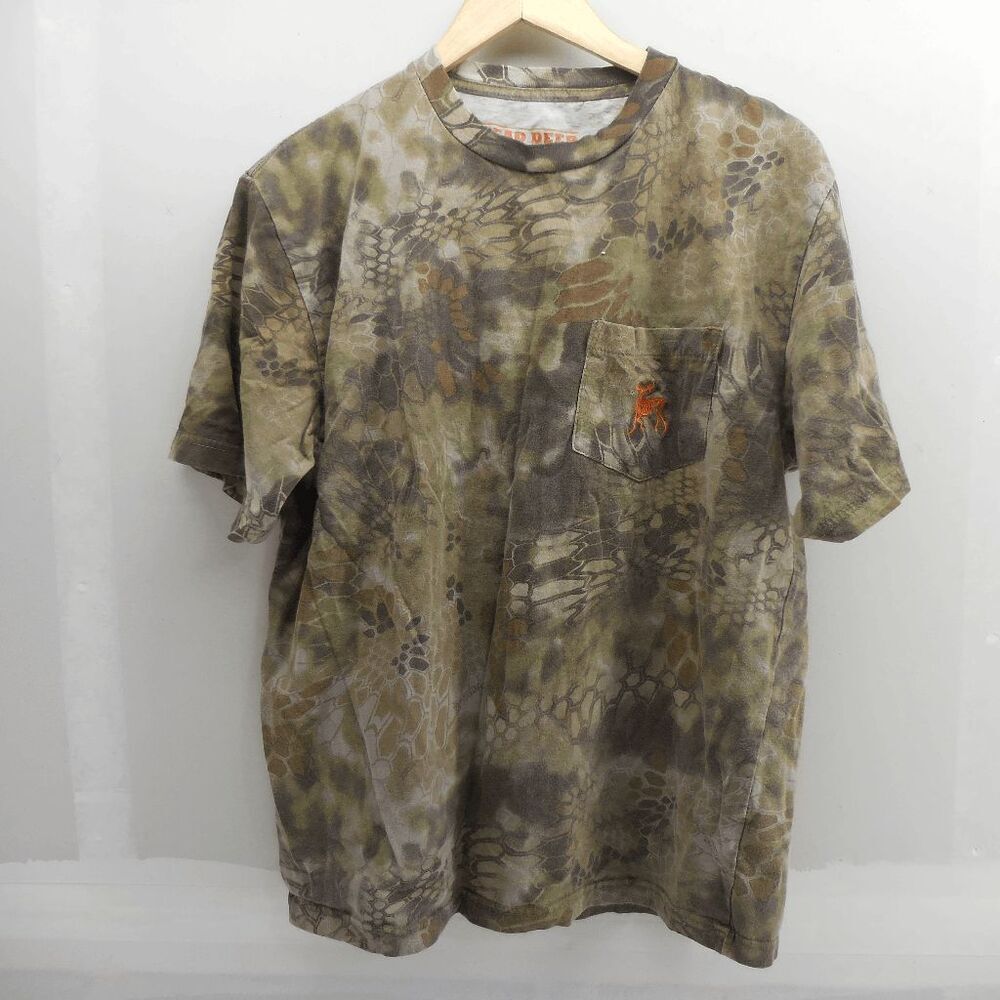 Dead Deer T-shirt Mens M Green Brown Hunting Camo Short Sleeve Crew Neck Tee‎